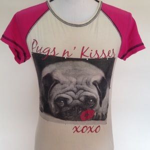 MONDAY BLUES Night Shirt Pugs and Kisses Cotton M